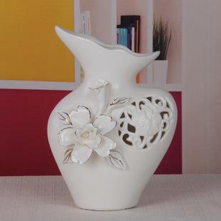 供应捏花镂空描金小花瓶 欧式家居装饰品 陶瓷花瓶花器批发rf1302